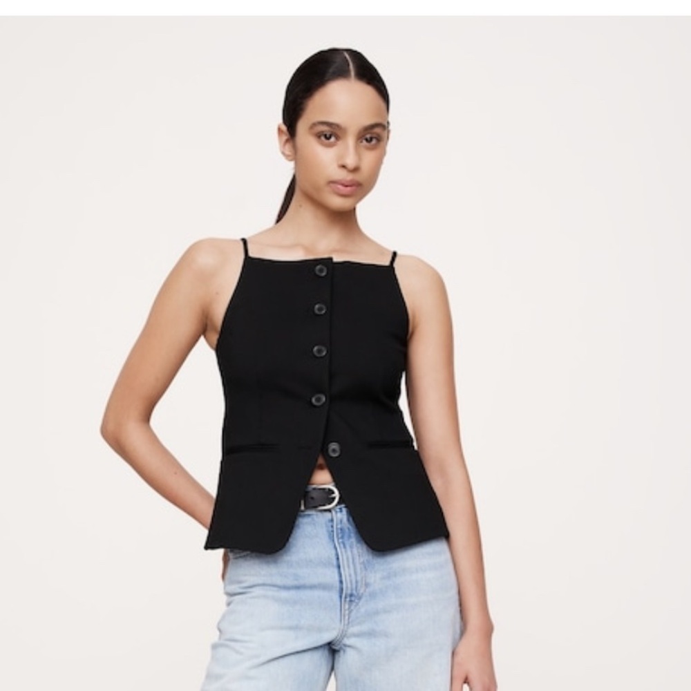 NWT Banana Republic Everywhere Ponte Vest Black Top Sz XL (#772292)